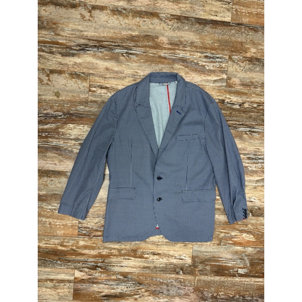 Mens Robert Graham Blue Geometric 2 Button Sport Coat Blazer Jacket Size 46